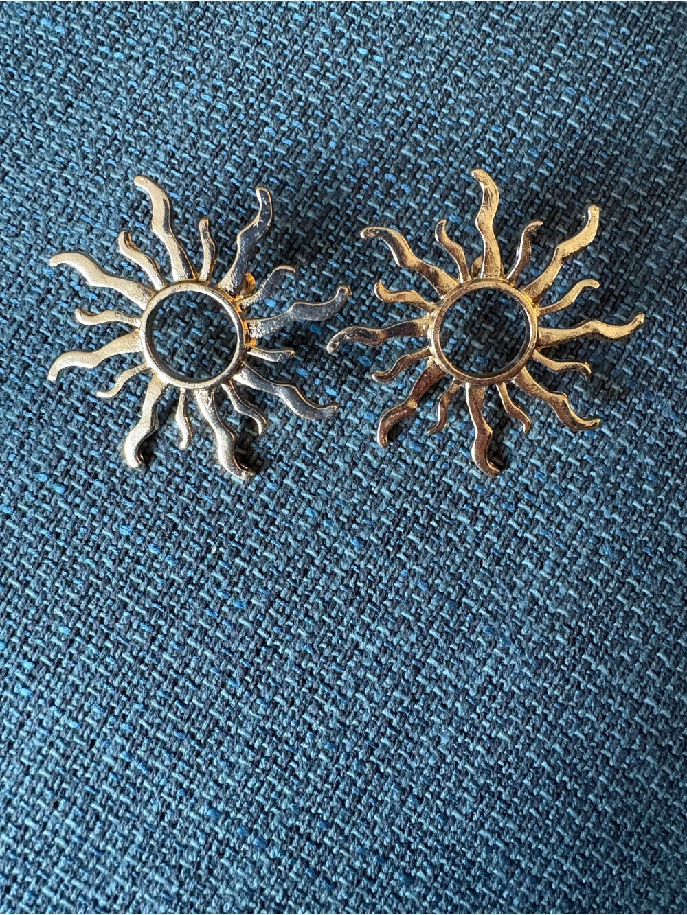 Gold Sunburst Stud Earrings - Women Jewelry